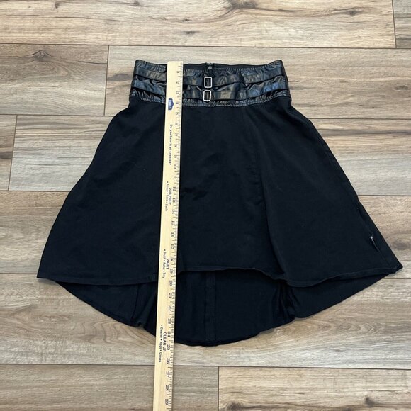 Tripp Nyc High Low Skirt SZ Small Black Witchy Belt Buckle Gothic Back Zip - Picture 4 of 9